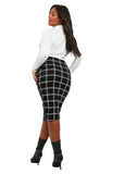 Plus Flannel Print Basic Jersey Knit Midi Skirt