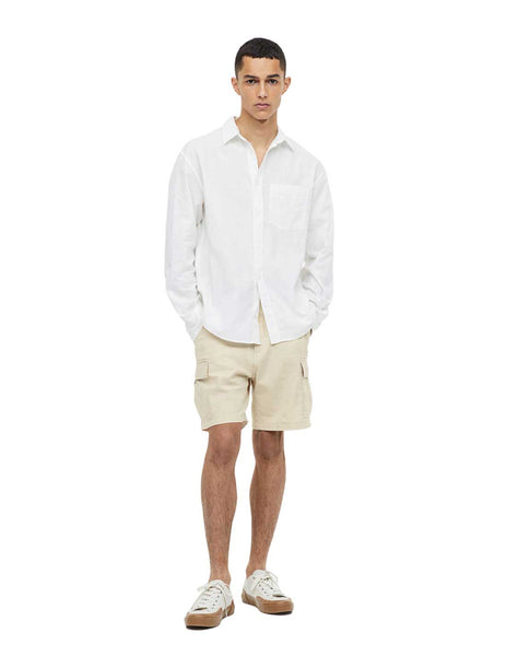 Regular Fit Linen-blend Cargo Shorts